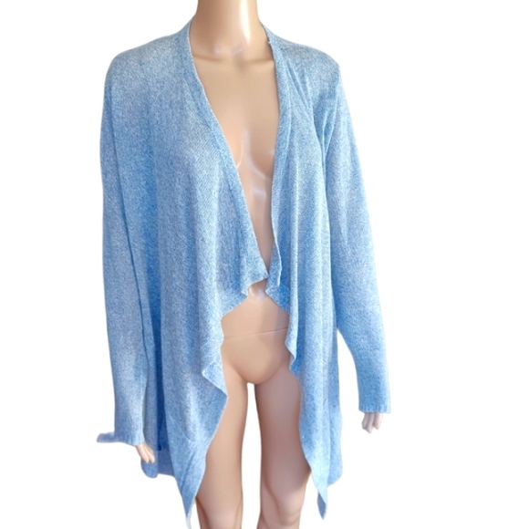 White + Warren Sweaters - White + Warren Womens Lavender Purple Cardigan Assymetric With Pockets Medium